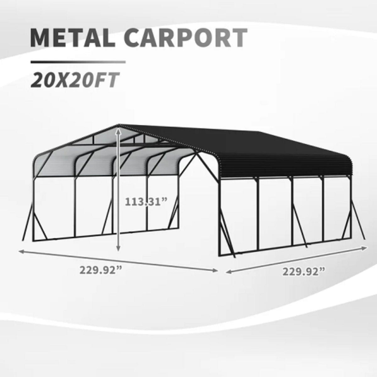 Heavy duty metal carport with black all-weather canopy, 20x20 ft on Tampa Home & Garden Store