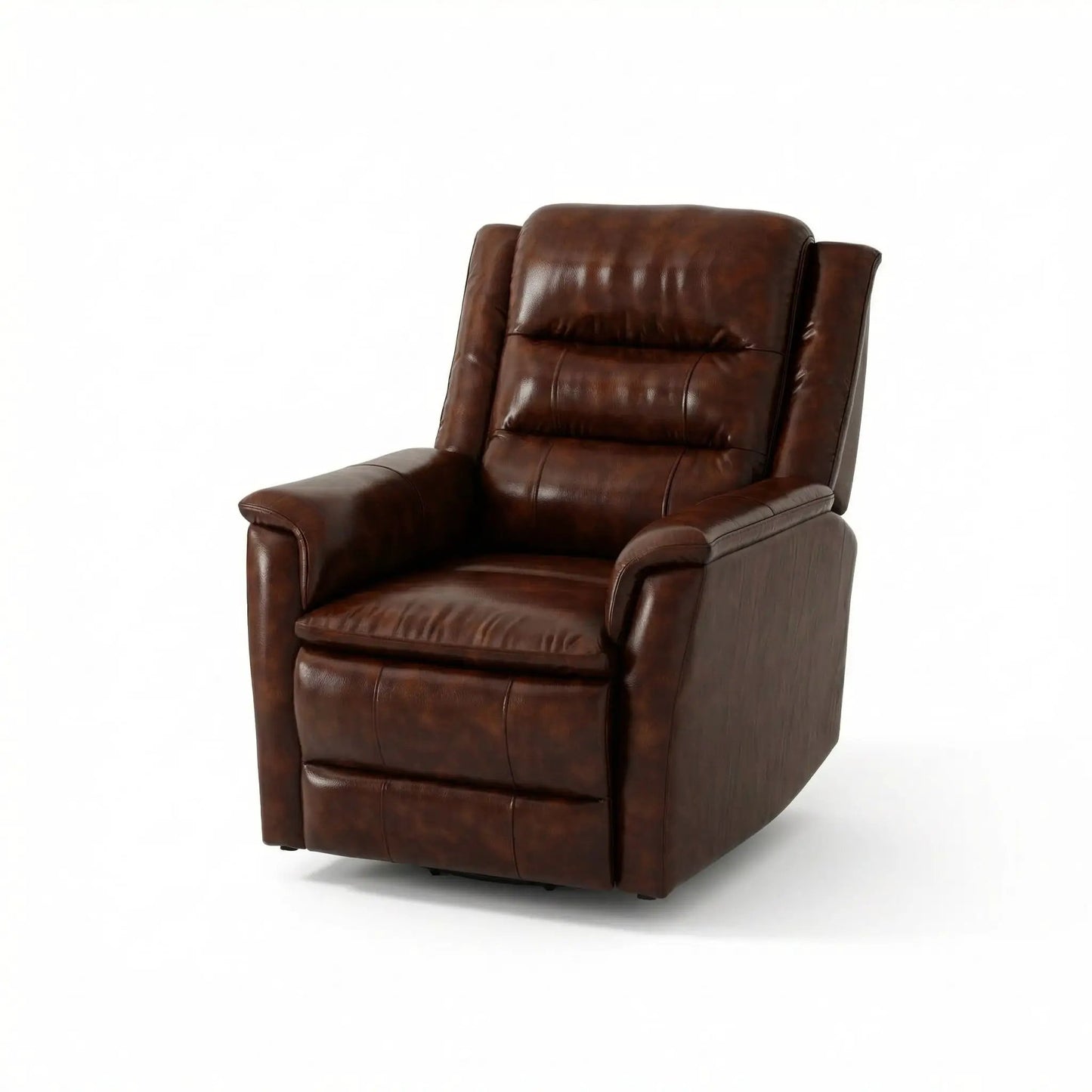 Swivel recliner chair brown leather with padded headrest and manual footrest on Tampa Home & Garden Store