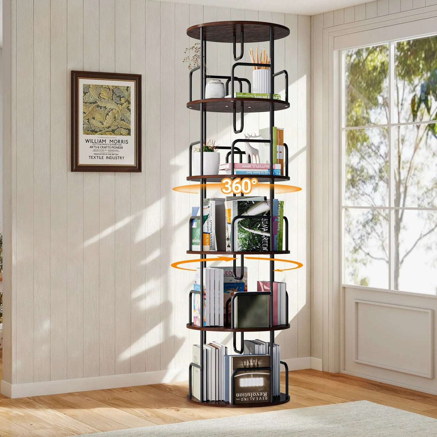 Rotating Bookshelf Tower 5 Tier Spinning Shelf