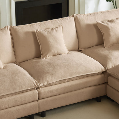 Premium Chenille L Shaped Sofa and Ottoman