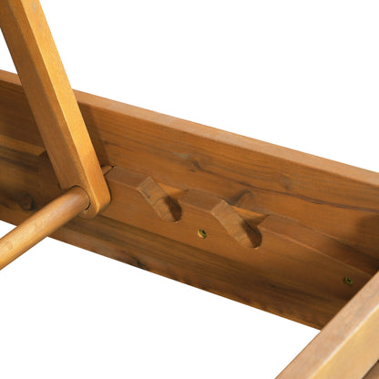Teak Finish Acacia Wood Outdoor Chaise Lounge