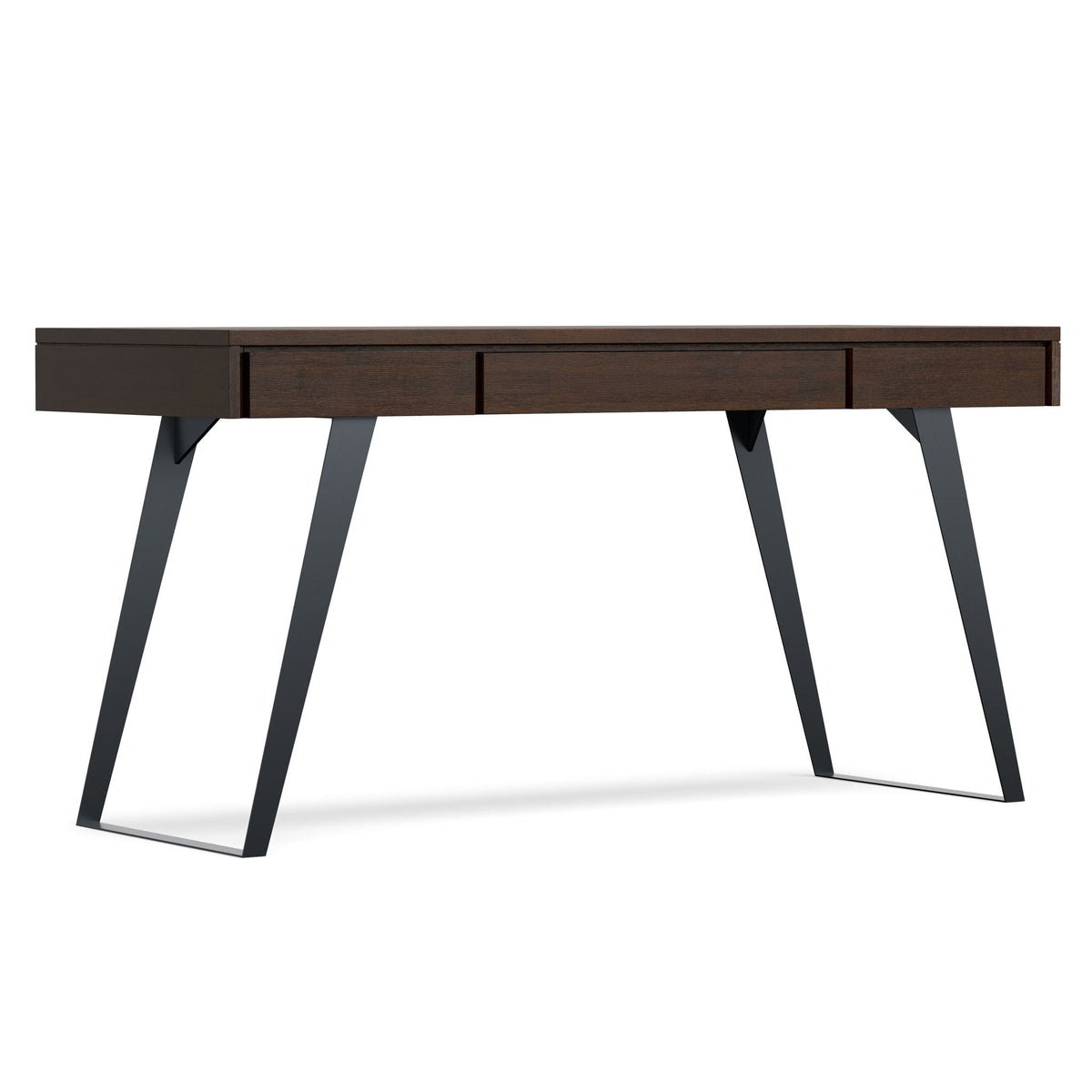 Handcrafted Acacia Desk And Drawer Storage writing desk with dark wood finish and metal legs on Tampa Home & Garden Store