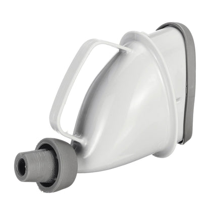 Unisex potty funnel emergency urinal device, white body with gray nozzle and cap on Tampa Home & Garden Store