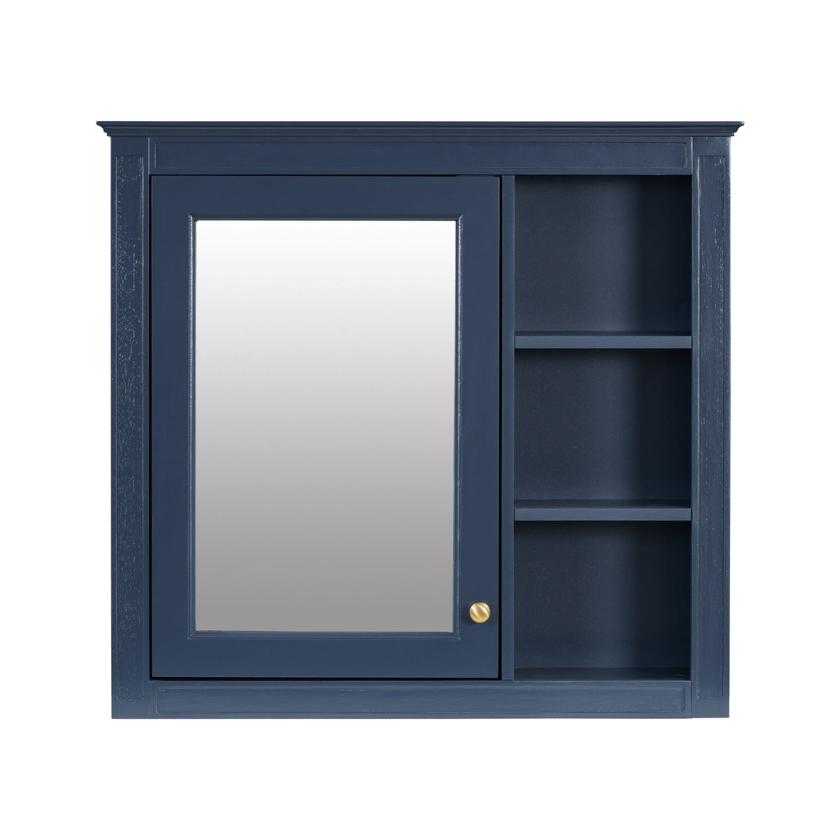 Wall mounted medicine cabinet with mirror and 3 open shelves in navy blue by HouseOfZazla on Tampa Home & Garden Store
