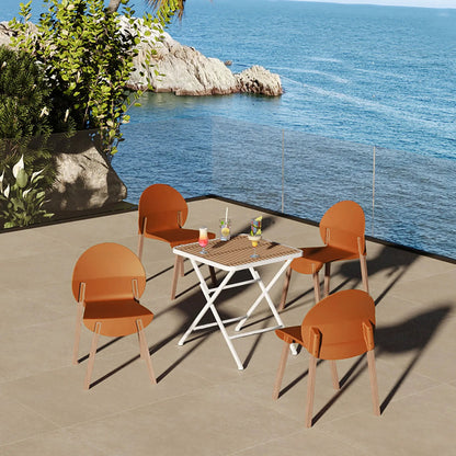 4 Piece Outdoor Set: orange chairs with white folding square table by Unique Piece Furniture on Tampa Home & Garden Store