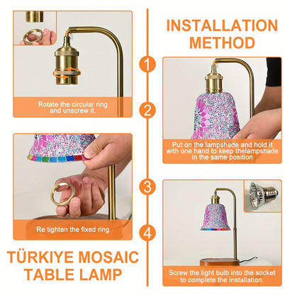 Turkish Mosaic Candle Lamp – Dimmable Glass Table Light for Bedroom & Holidays