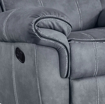 Zubaida Two Tone Glider Recliner dark gray upholstery with white contrast stitching on Tampa Home & Garden Store