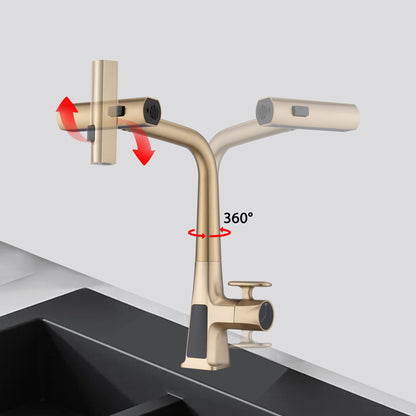 Waterfall Faucet With Display and Pull Down Spray