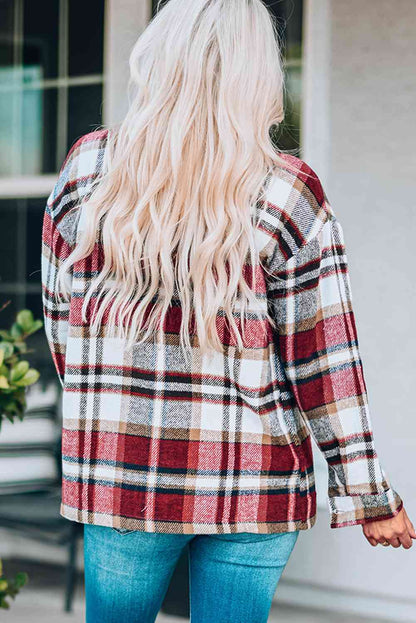 Classic plaid shirt jacket with pockets in red plaid by Stevvex on Tampa Home & Garden Store