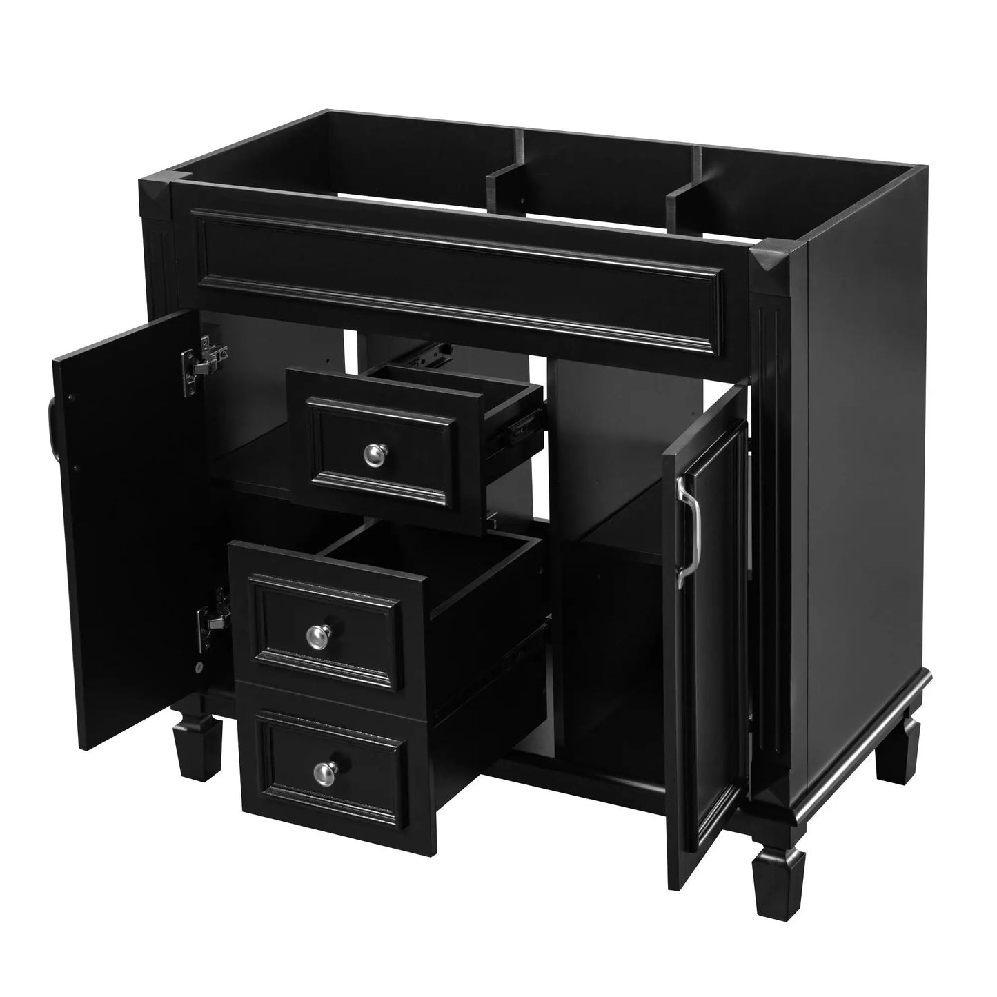 Bathroom vanity base with 2 doors and 2 drawers, black finish, Unique Piece Furniture on Tampa Home & Garden Store