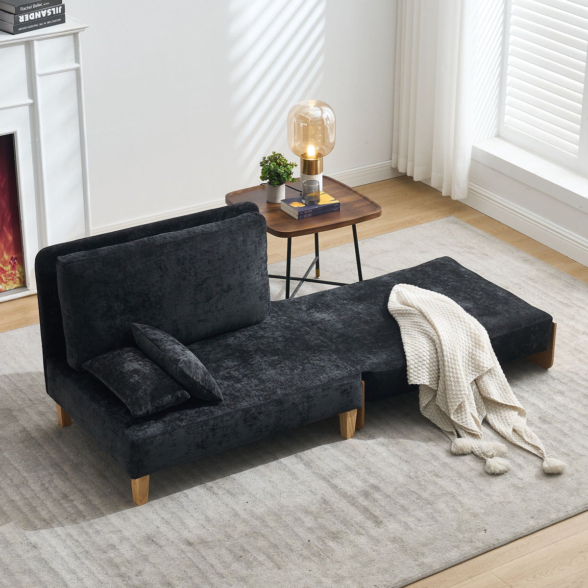 Mid Century Modern 3 Pillow Foldable Sofa Bed