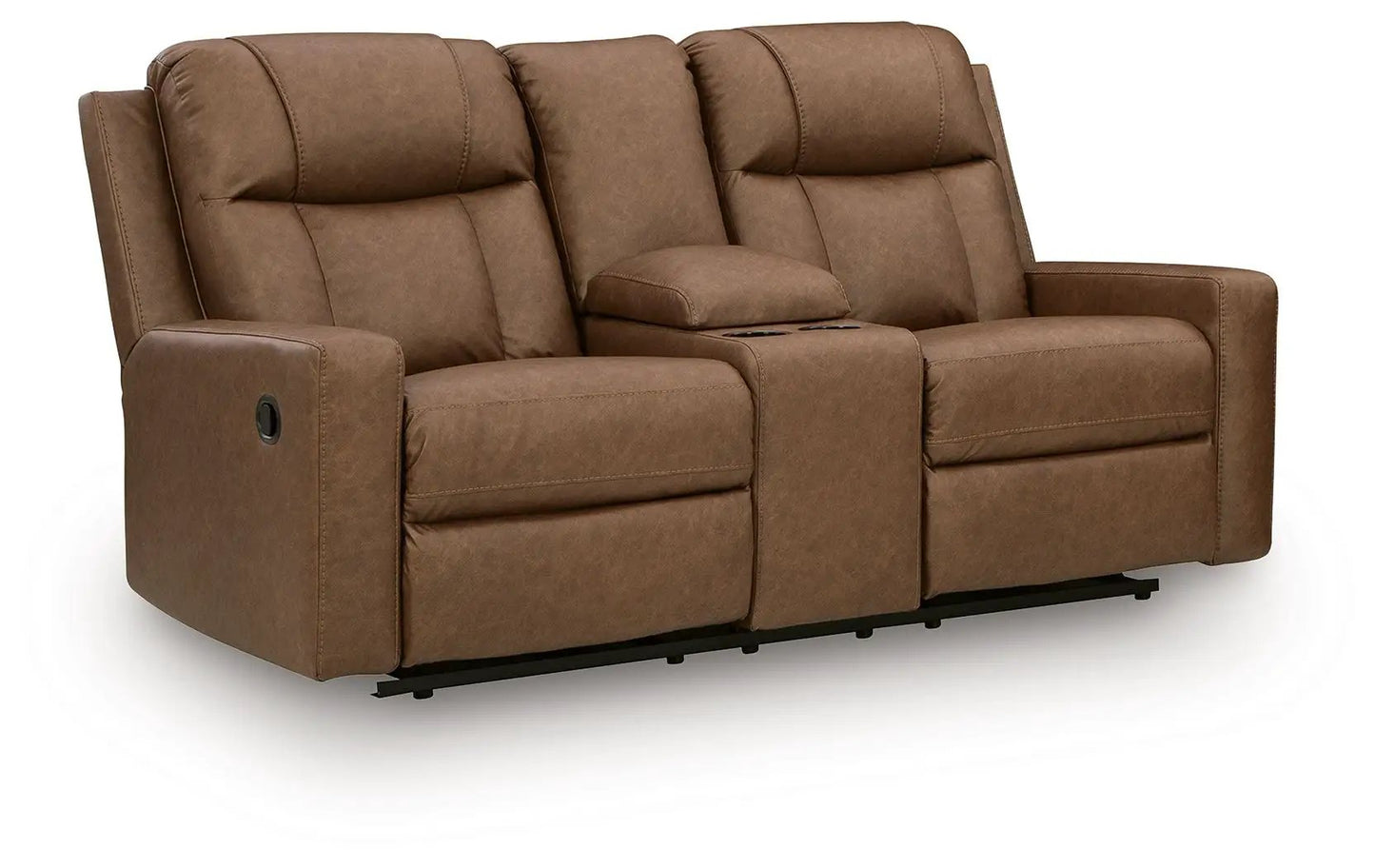 Double Reclining Loveseat With Console Caramel