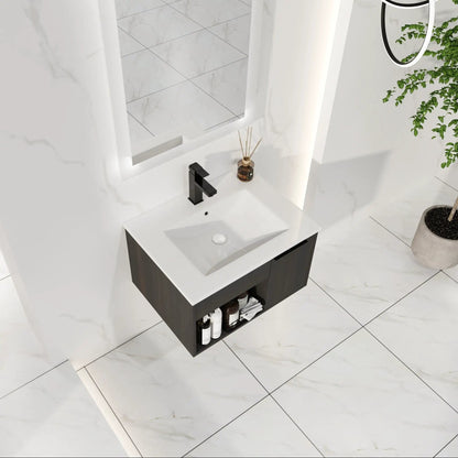 Wall Mounted Floating Vanity With Open Shelf