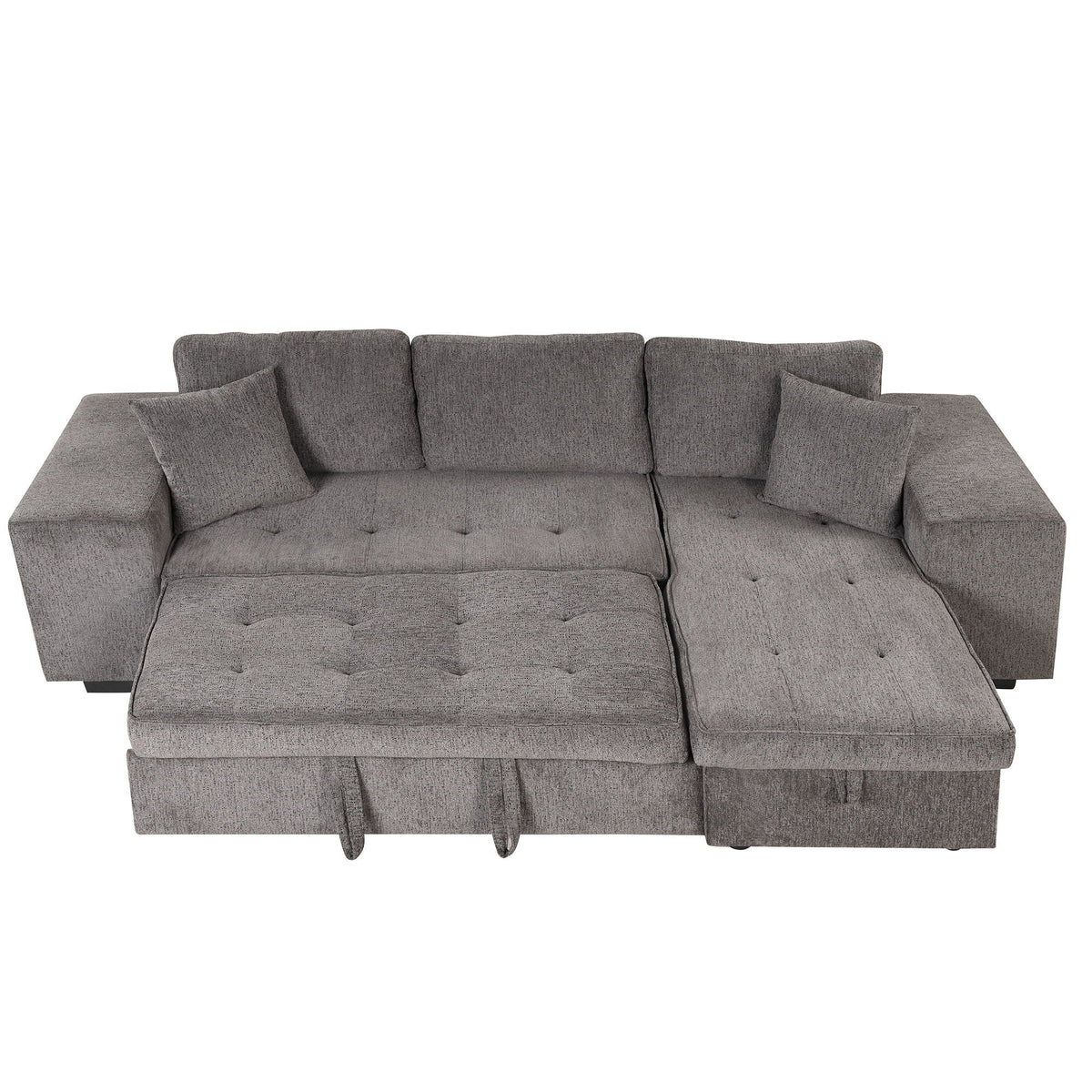 HouseOfZazla gray fabric sleeper sectional sofa with tufted cushions on Tampa Home & Garden Store
