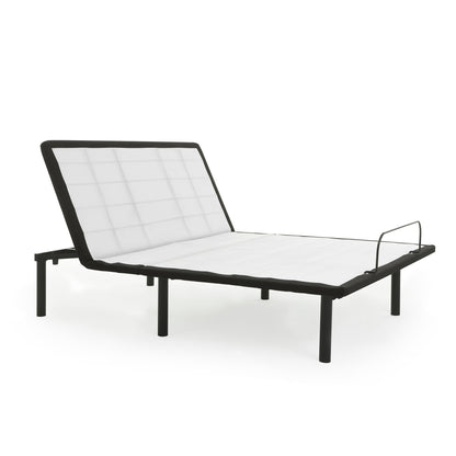 Model H adjustable base full-size gray metal bed frame with white padded headboard HouseOfZazla on Tampa Home & Garden Store