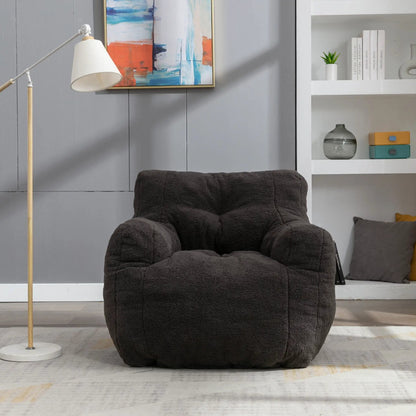 Soft Teddy Fabric Bean Bag Chair With Tufted Foam
