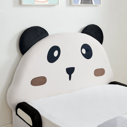 Panda-shaped twin bed for kids in white velvet with black ears by HouseOfZazla Beds & Bed Frames on Tampa Home & Garden Store