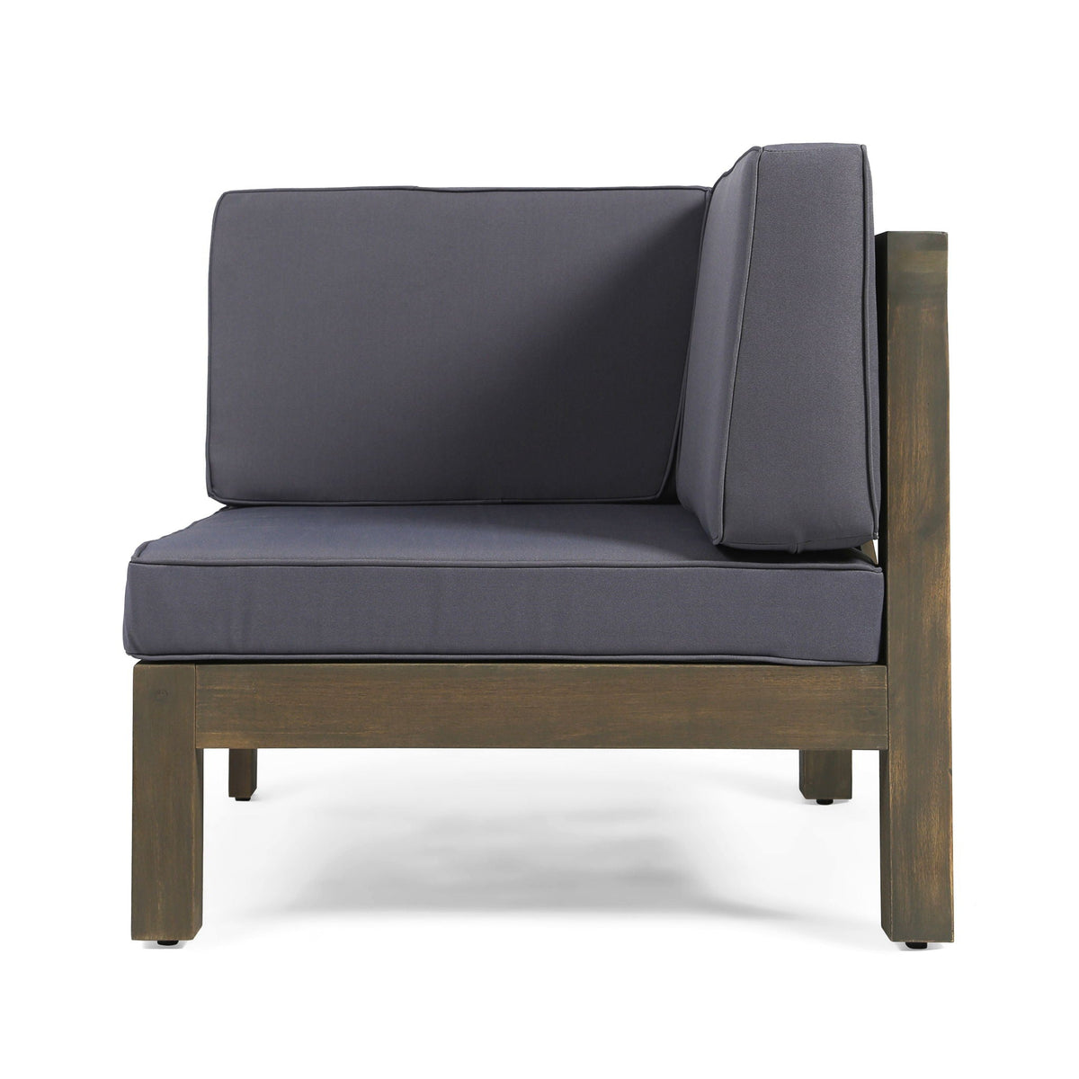 Brava X-Back 2-Seater Sectional Loveseat with Coffee Table, charcoal cushions, wood frame on Tampa Home & Garden Store