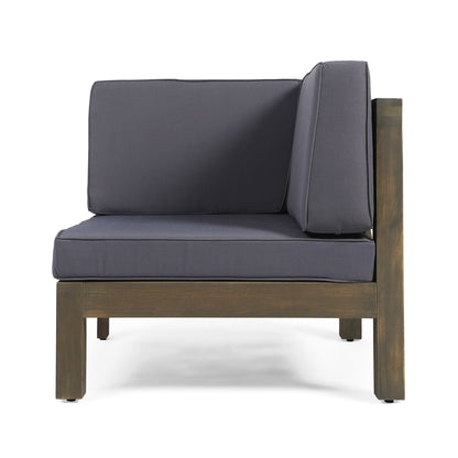 Brava X-Back 2-Seater Sectional Loveseat with Coffee Table, charcoal cushions, wood frame on Tampa Home & Garden Store