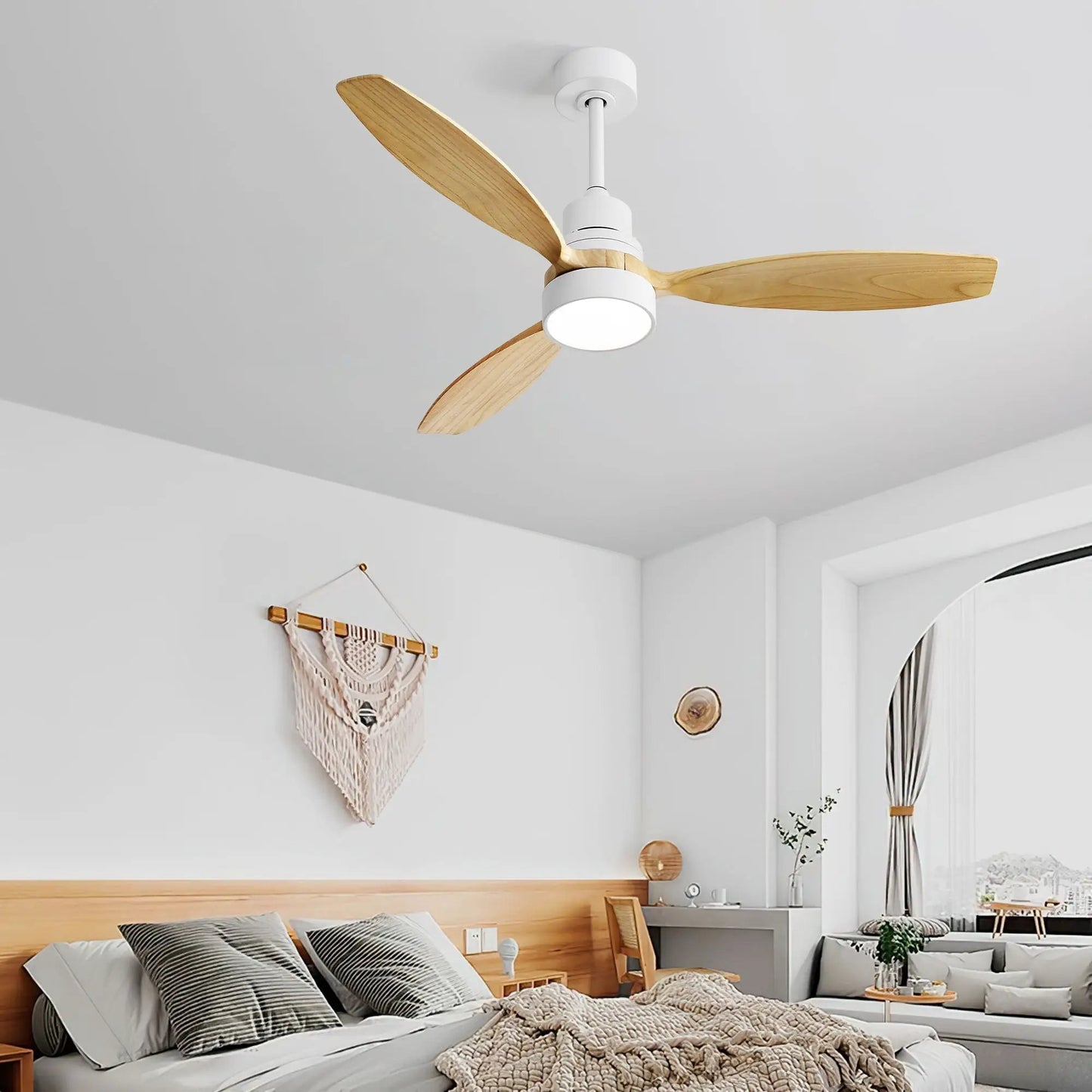 Indoor Ceiling Fan with Dimmable LED Light Remote