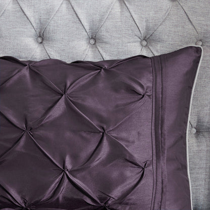7 Piece Tufted Comforter Set Plum Queen satin bedding with diamond tufting by HouseOfZazla on Tampa Home & Garden Store