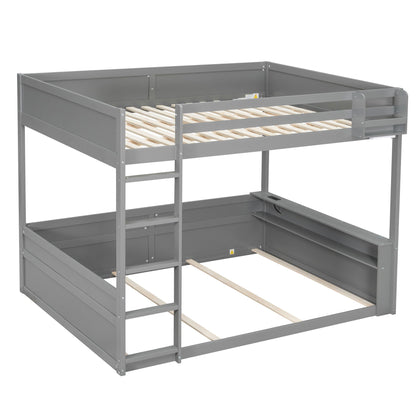 Bunk bed with built-in shelves, storage box, LED light and USB charging in gray metal frame on Tampa Home & Garden Store