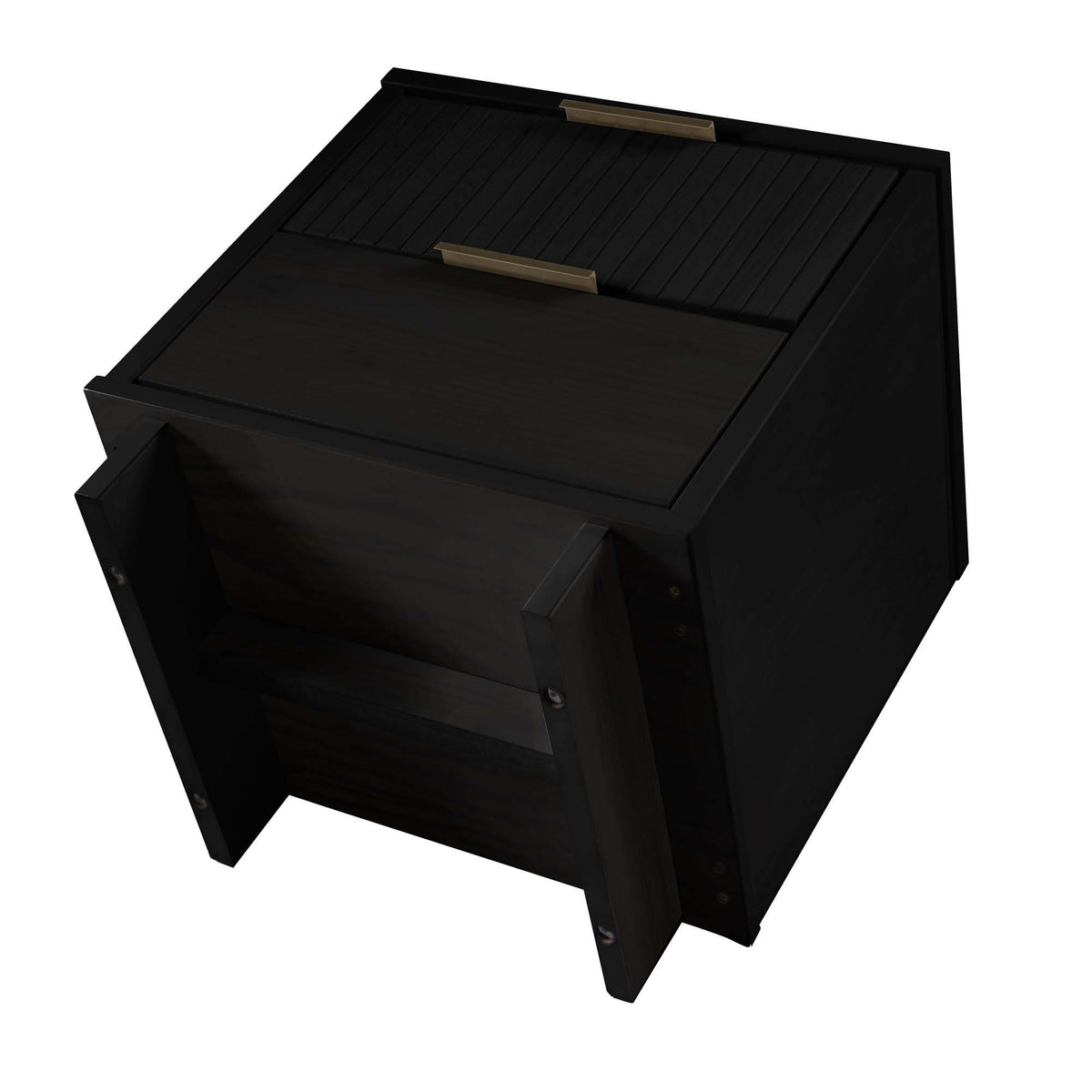 Granville 2-drawer Nightstand, solid wood, black finish with brass handles by HouseOfZazla on Tampa Home & Garden Store