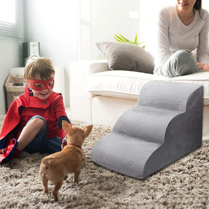 Pet steps for small dogs, grey non-slip removable washable stairs with paw-print texture on Tampa Home & Garden Store