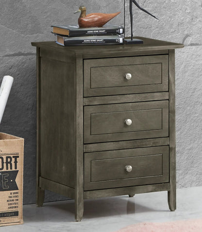 Dove Tailed Drawers 3-Drawer Nightstand in gray weathered wood finish by Unique Piece Furniture on Tampa Home & Garden Store