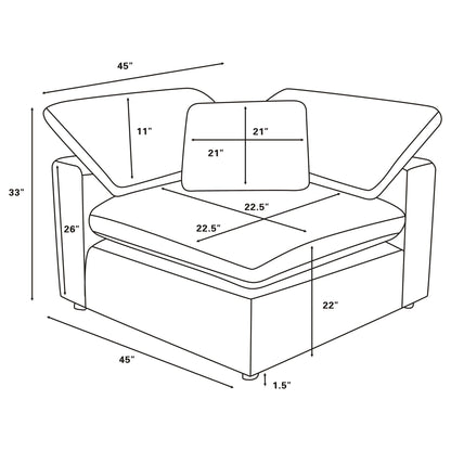Segoura modular sectional with ottoman, 2 piece set by HouseOfZazla, schematic with 45 inch width on Tampa Home & Garden Store