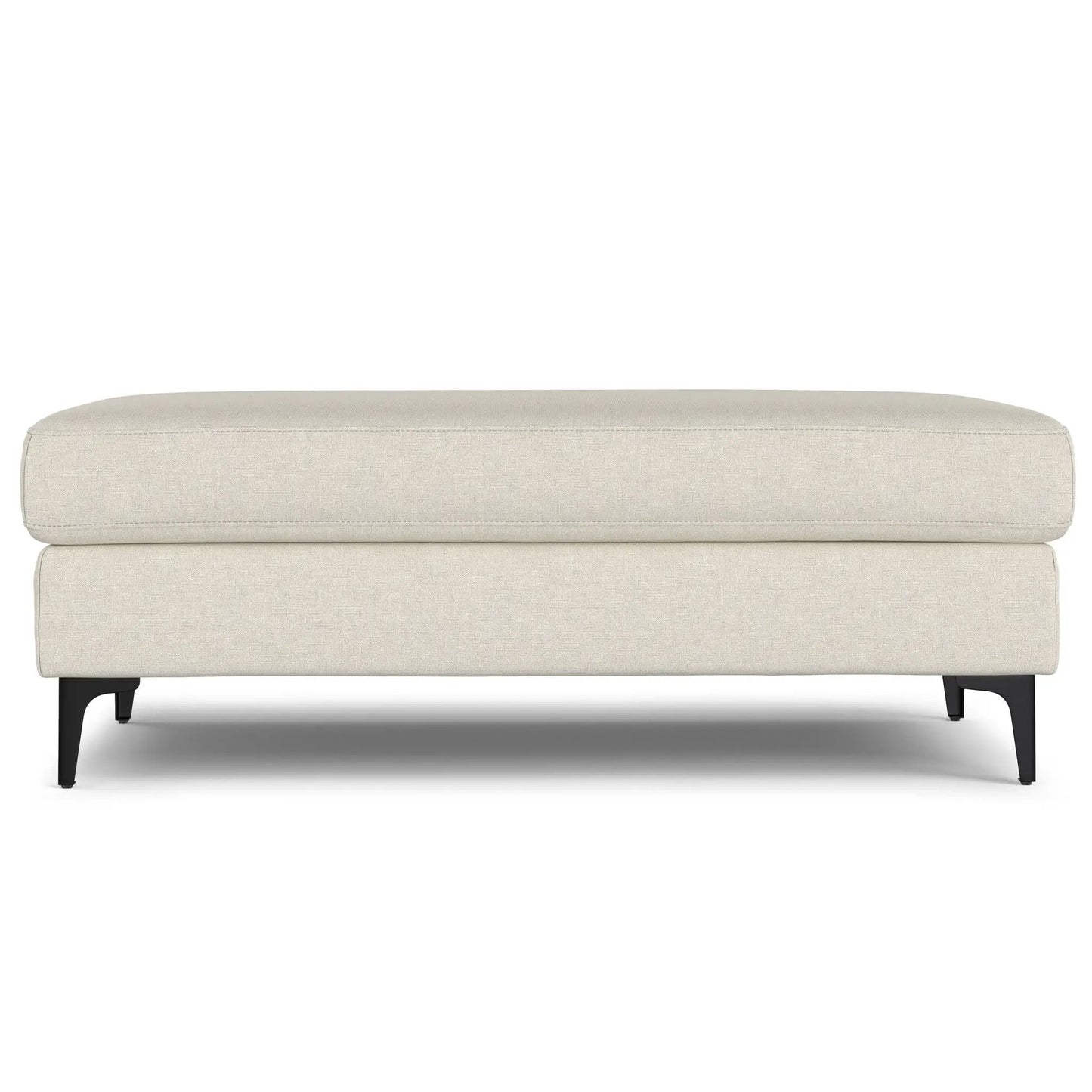 Ava versatile midcentury ottoman by Unique Piece Furniture, beige fabric, two stacked with black legs on Tampa Home & Garden Store
