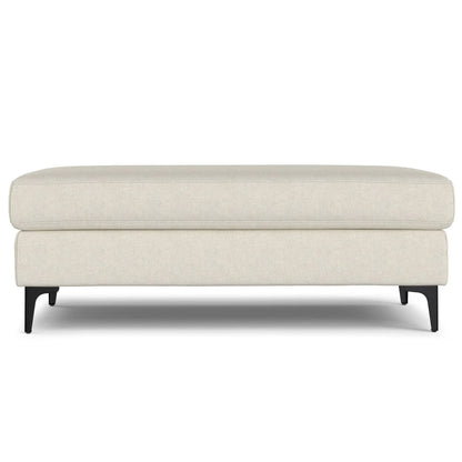 Ava versatile midcentury ottoman by Unique Piece Furniture, beige fabric, two stacked with black legs on Tampa Home & Garden Store