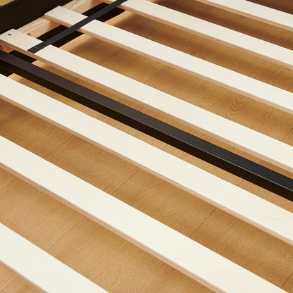 Twin size bunk bed slat base in natural wood with black center support beam by HouseOfZazla on Tampa Home & Garden Store