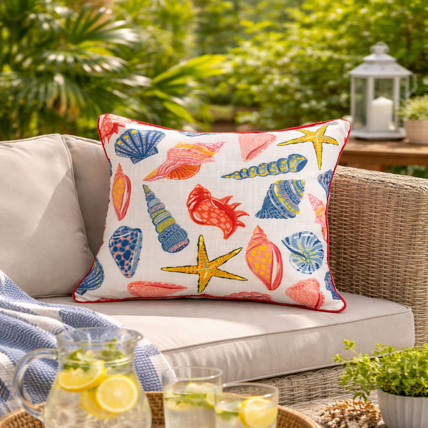 Square Coral Outdoor Pillows and Soft Memory Foam