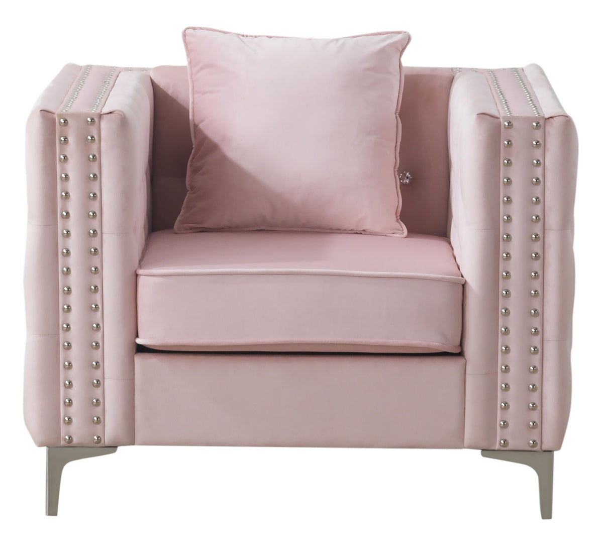 Paige Tufted Arm Chair in blush pink with diamond buttons by HouseOfZazla on Tampa Home & Garden Store