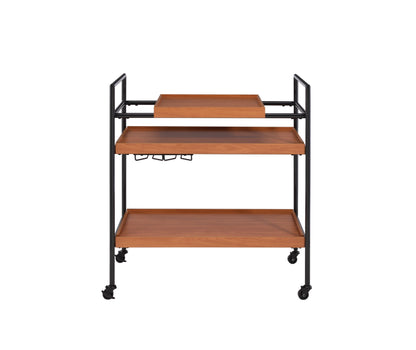 Oaken Honey Oak & Black Finish Serving Cart by HouseOfZazla, cart with black metal frame on Tampa Home & Garden Store