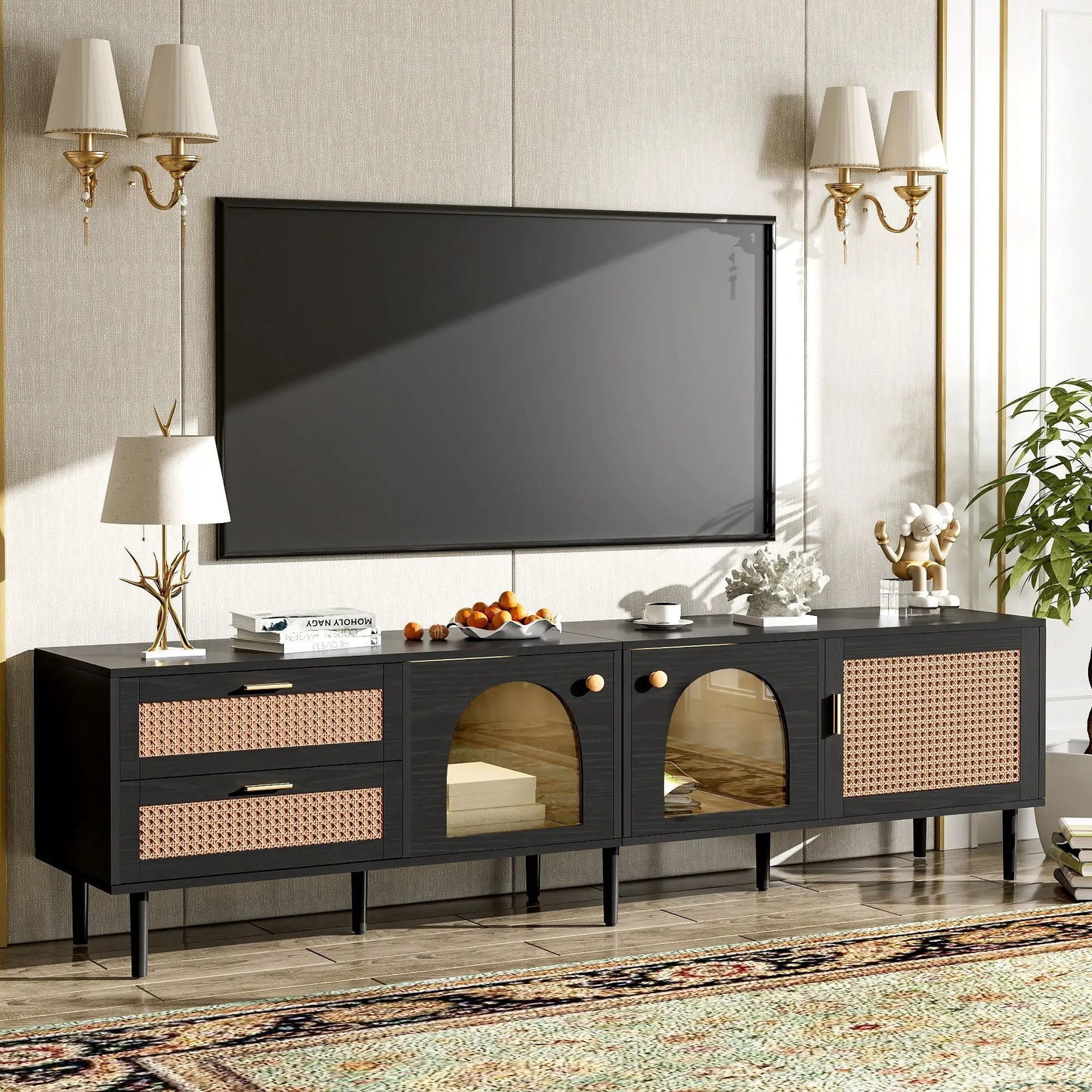 TV Stand With App LED Lights and Door Storage