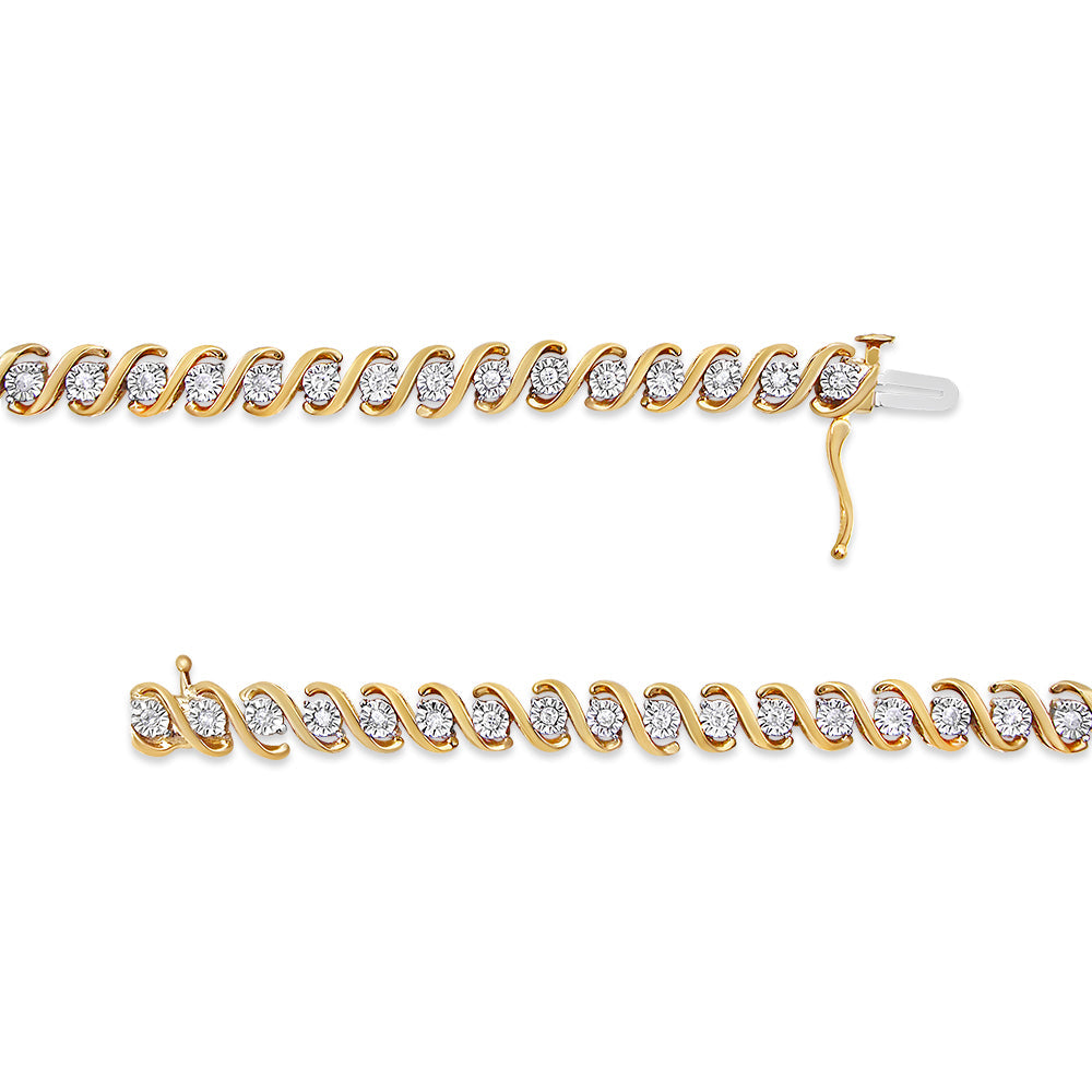 Tennis bracelet 14K yellow gold plated sterling silver Miracle-Set diamonds 7in by Bids.com on Tampa Home & Garden Store
