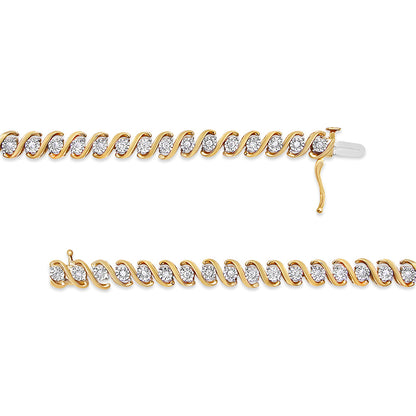 Tennis bracelet 14K yellow gold plated sterling silver Miracle-Set diamonds 7in by Bids.com on Tampa Home & Garden Store