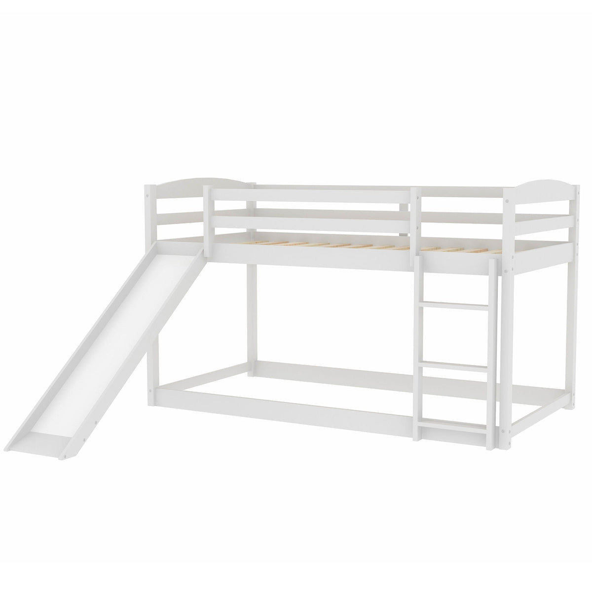 Bunk bed with built-in slide and ladder in white finish by HouseOfZazla on Tampa Home & Garden Store