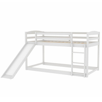Bunk bed with built-in slide and ladder in white finish by HouseOfZazla on Tampa Home & Garden Store