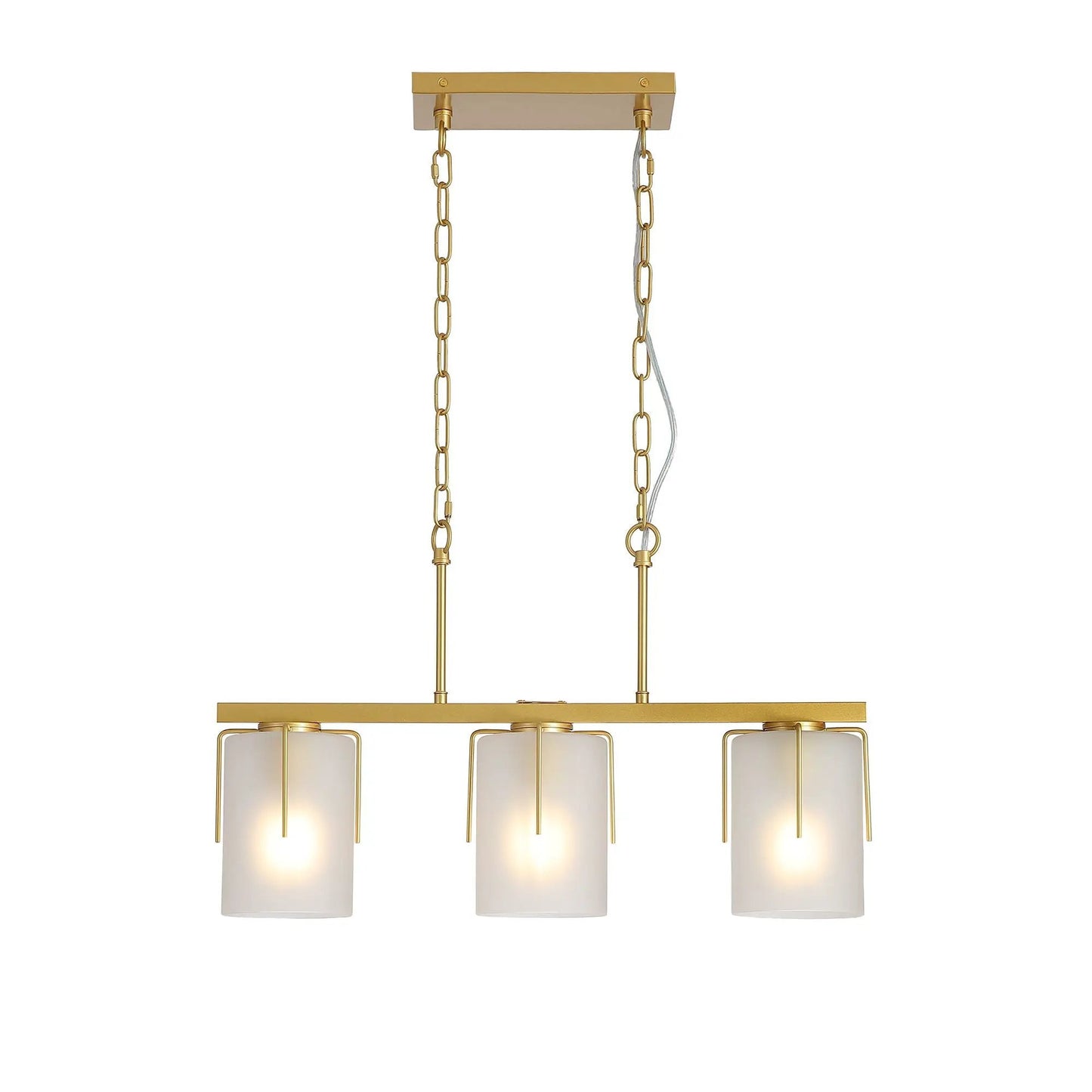 Adjustable cylindrical pendant light gold finish frosted glass shades Unique Piece Furniture on Tampa Home & Garden Store