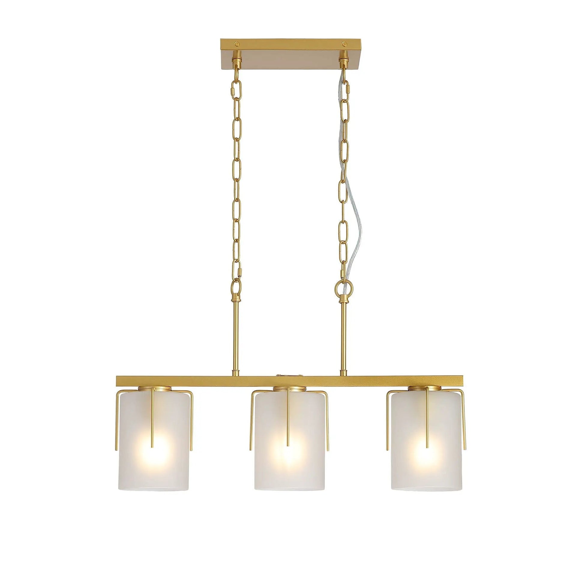 Adjustable cylindrical pendant light gold finish frosted glass shades Unique Piece Furniture on Tampa Home & Garden Store