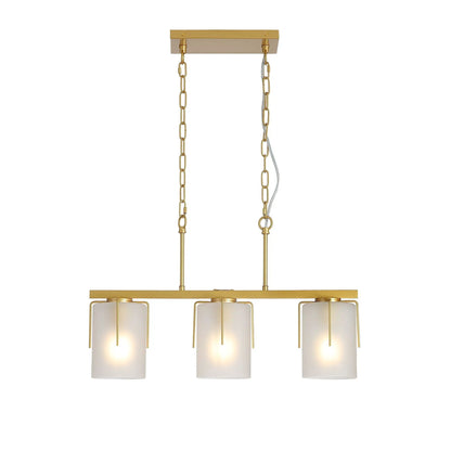 Adjustable cylindrical pendant light gold finish frosted glass shades Unique Piece Furniture on Tampa Home & Garden Store