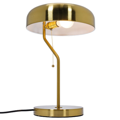 Gold bedside table lamp with dome shade, brass finish, pull chain on Tampa Home & Garden Store