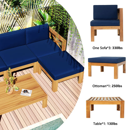 Topmax Outdoor Wood Sectional Sofa and Cushions