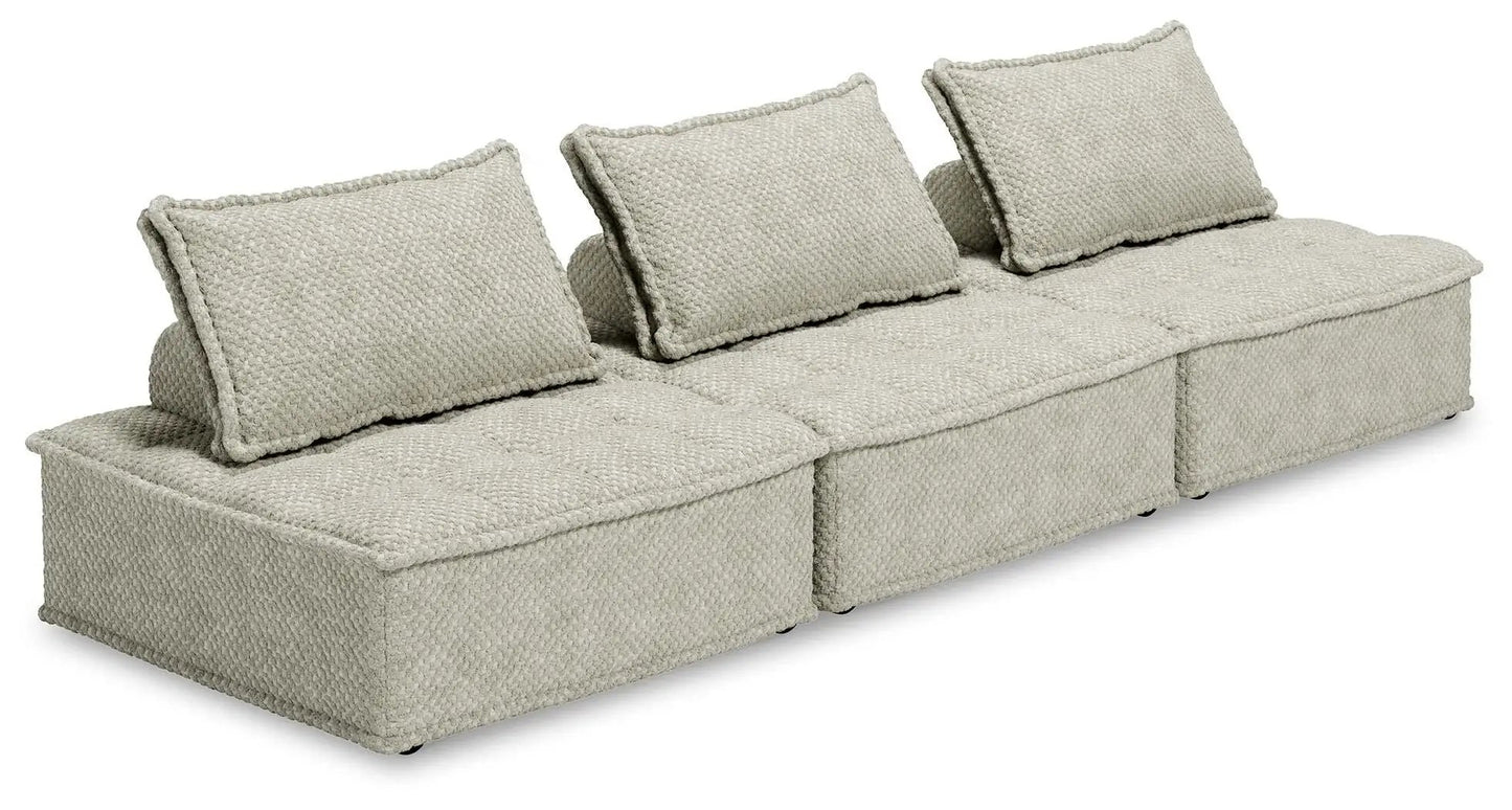 Bales Sectional stationary beige textured fabric with 3 back cushions on Tampa Home & Garden Store