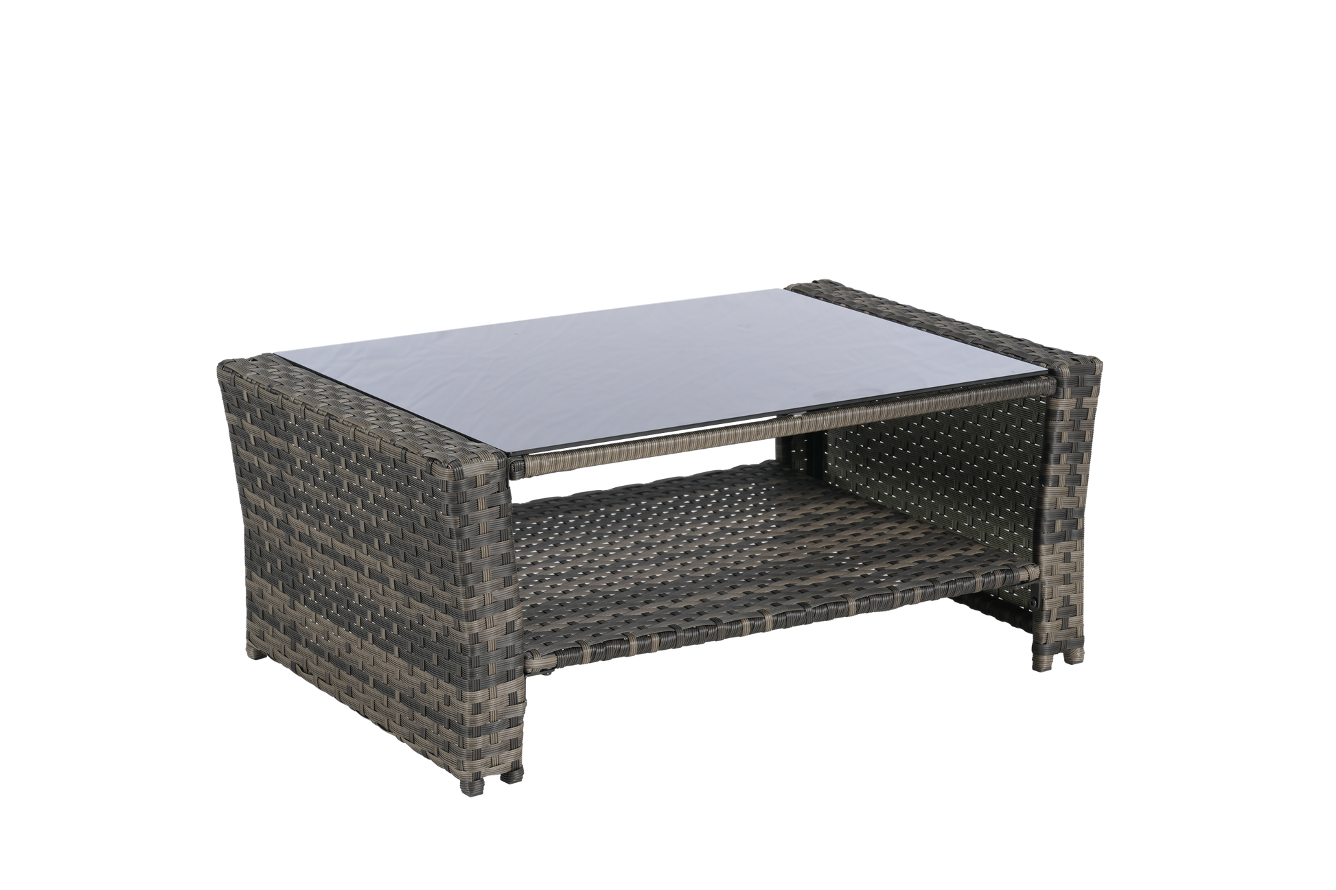 4-piece outdoor patio set HouseOfZazla with brown rattan chairs and tempered glass table on Tampa Home & Garden Store