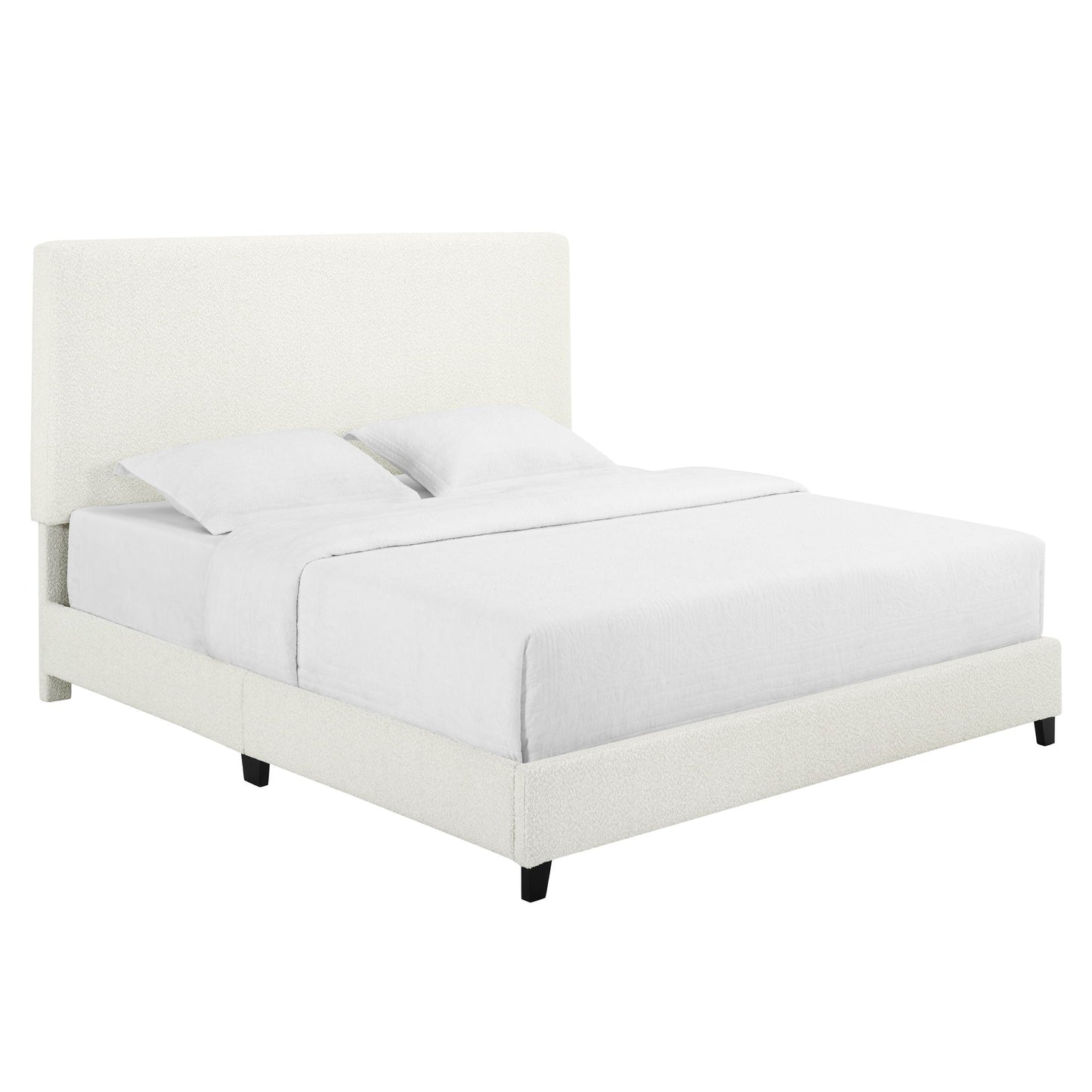 Platform Bed with Upholstered Headboard and Frame