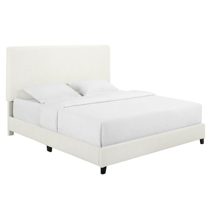 Platform Bed with Upholstered Headboard and Frame
